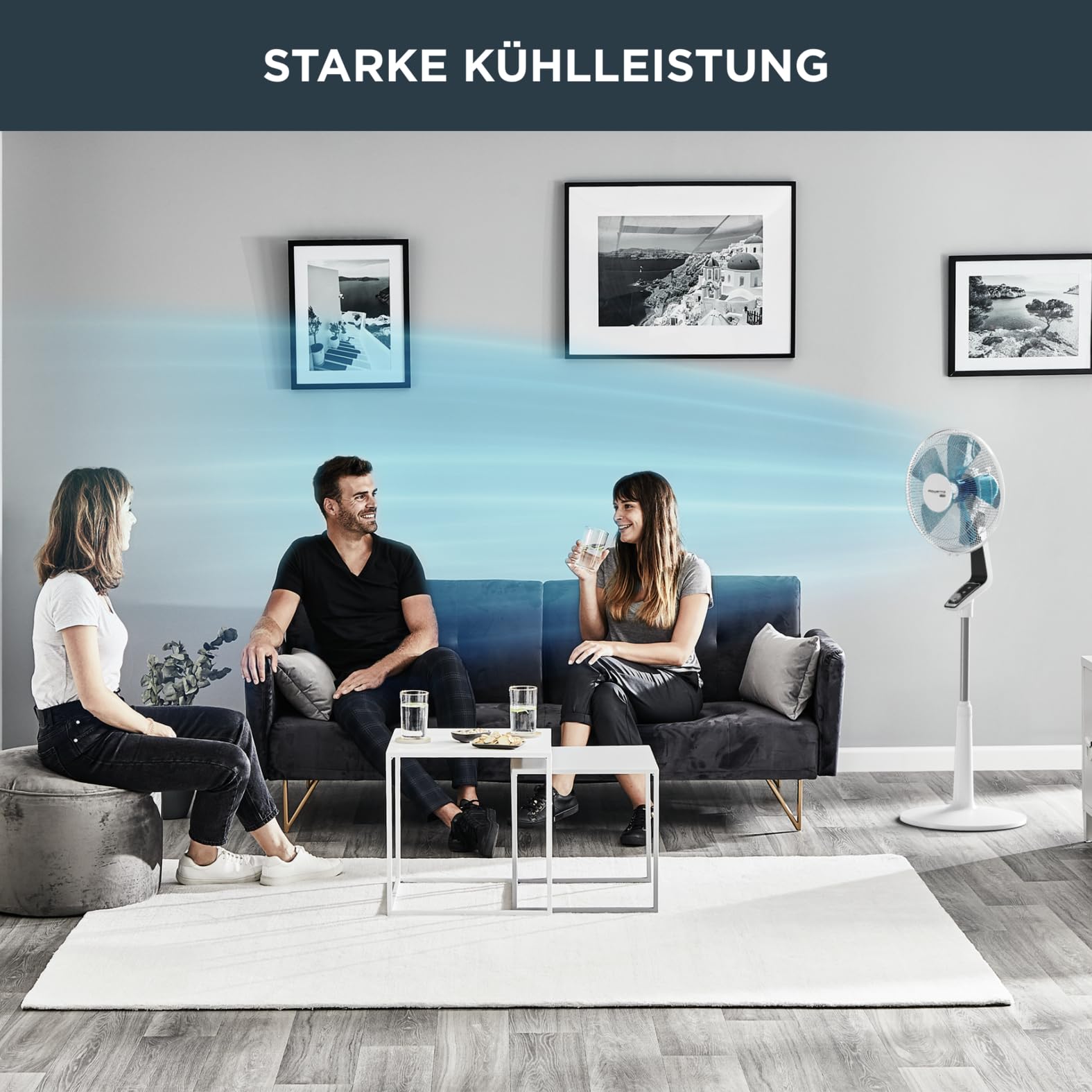 Rowenta Standventilator Turbo Silence Extreme, 4 Geschwindigkeitsstufen, Nachtmodus, Turbostufe, automatische Oszillation, bis zu 80 m³/Min. Luftzirkulation, Ventilator leise, weiß/schwarz, VU5640