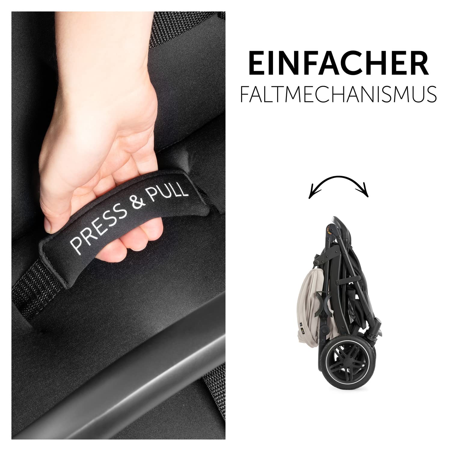 hauck Rapid 4D, Beige - Kinderwagen mit Pannensicheren Gummiräder - ab Geburt bis 22 kg - mit Liegefunktion, UPF 50+, Schnell Klappbar, Becherhalter, Höhenverstellbar