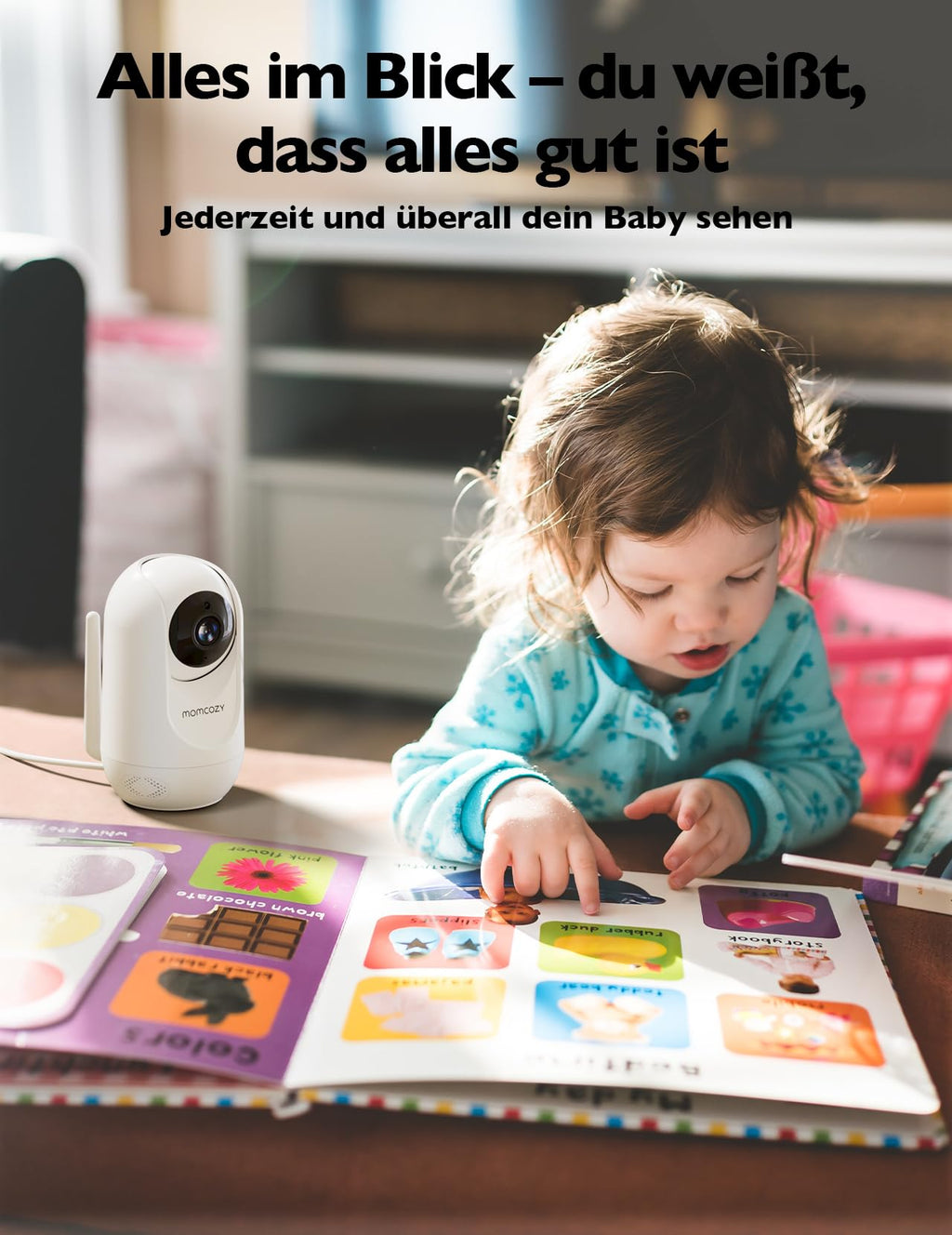 Momcozy Babyphone mit Kamera 5 Zoll 1080P HD-Video Babyphone ohne WLAN mit Kamera und Audio 5000 mAh Akku Babyphone, IR-Nachtsicht Weitwinkelobjektiv 2-Wege-Audio Vox-Modus 960 Fuß Reichweite