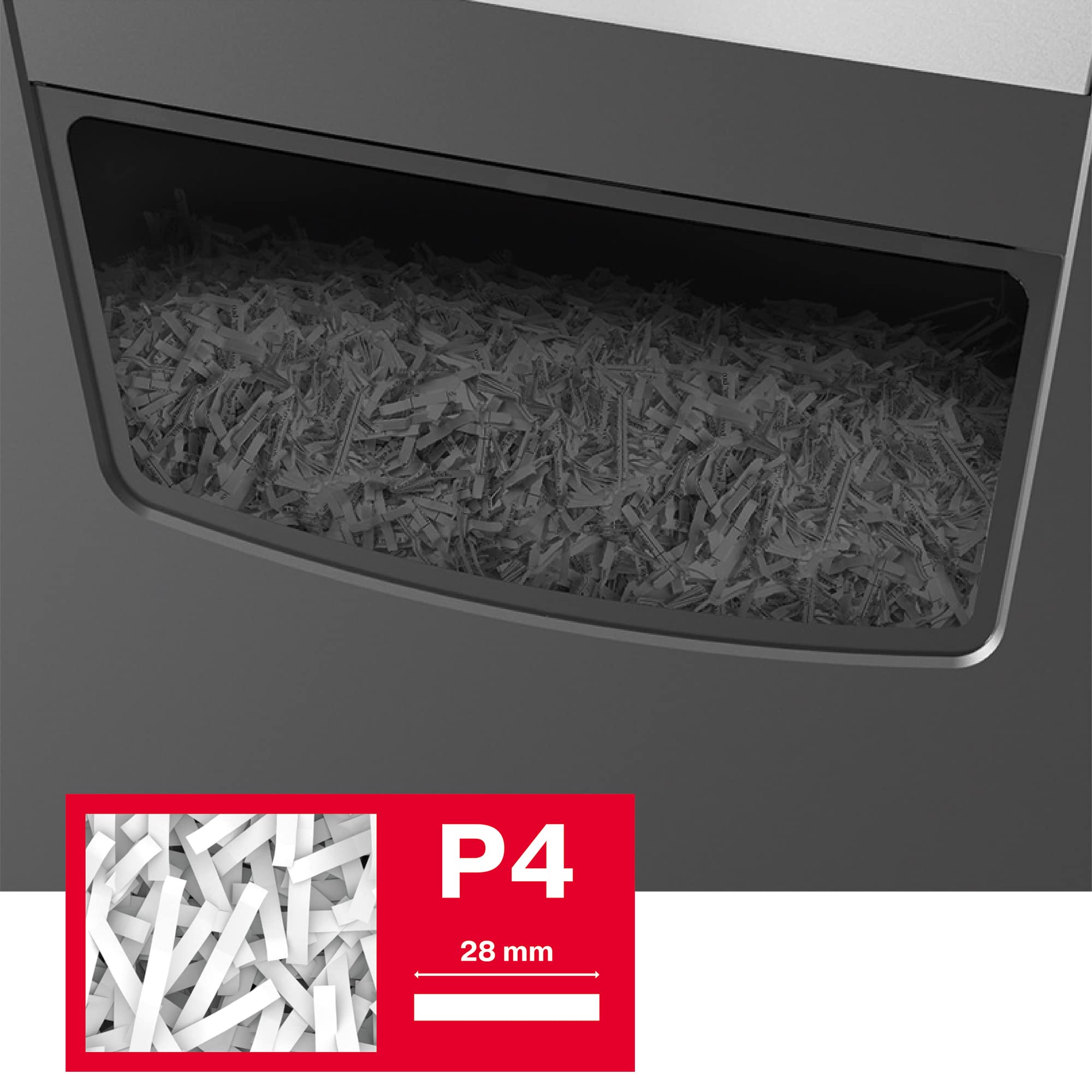 Rexel Aktenvernichter Momentum X410, Partikelschnitt, 11-10 Blatt A4 (70-80 g/m²) Kapazität, Sicherheitsstufe P4, 23L Abfallbehälter, Schredder, schwarz, 2104571EU