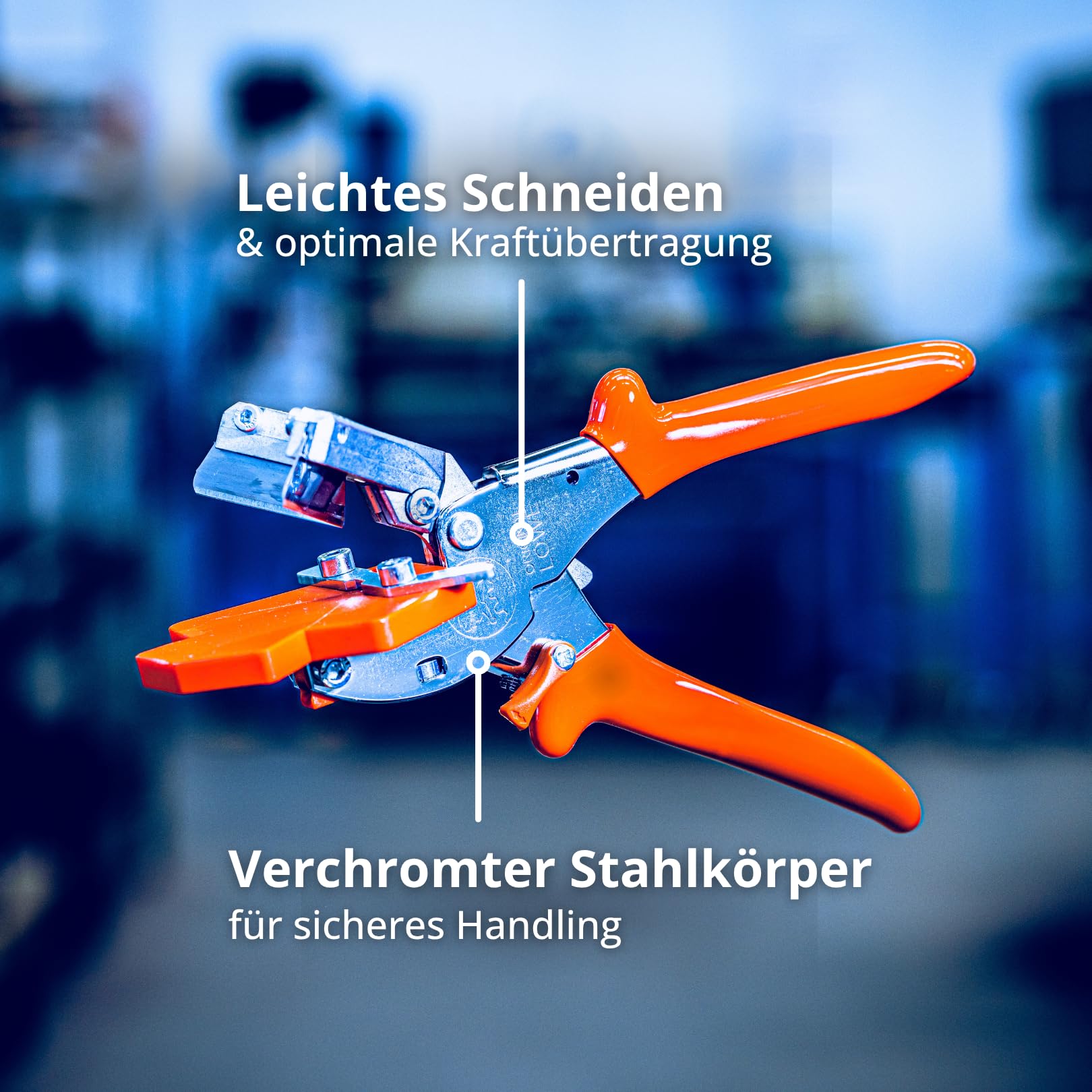 Original LÖWE Dichtungsprofilschere 4.104/V mit zwei Anschlagwinkeln für den professionellen Einsatz im Fensterbau - Dichtungswerkzeug mit V-Schnitt zum Ausklinken von Dichtungsprofilen an Außenecken