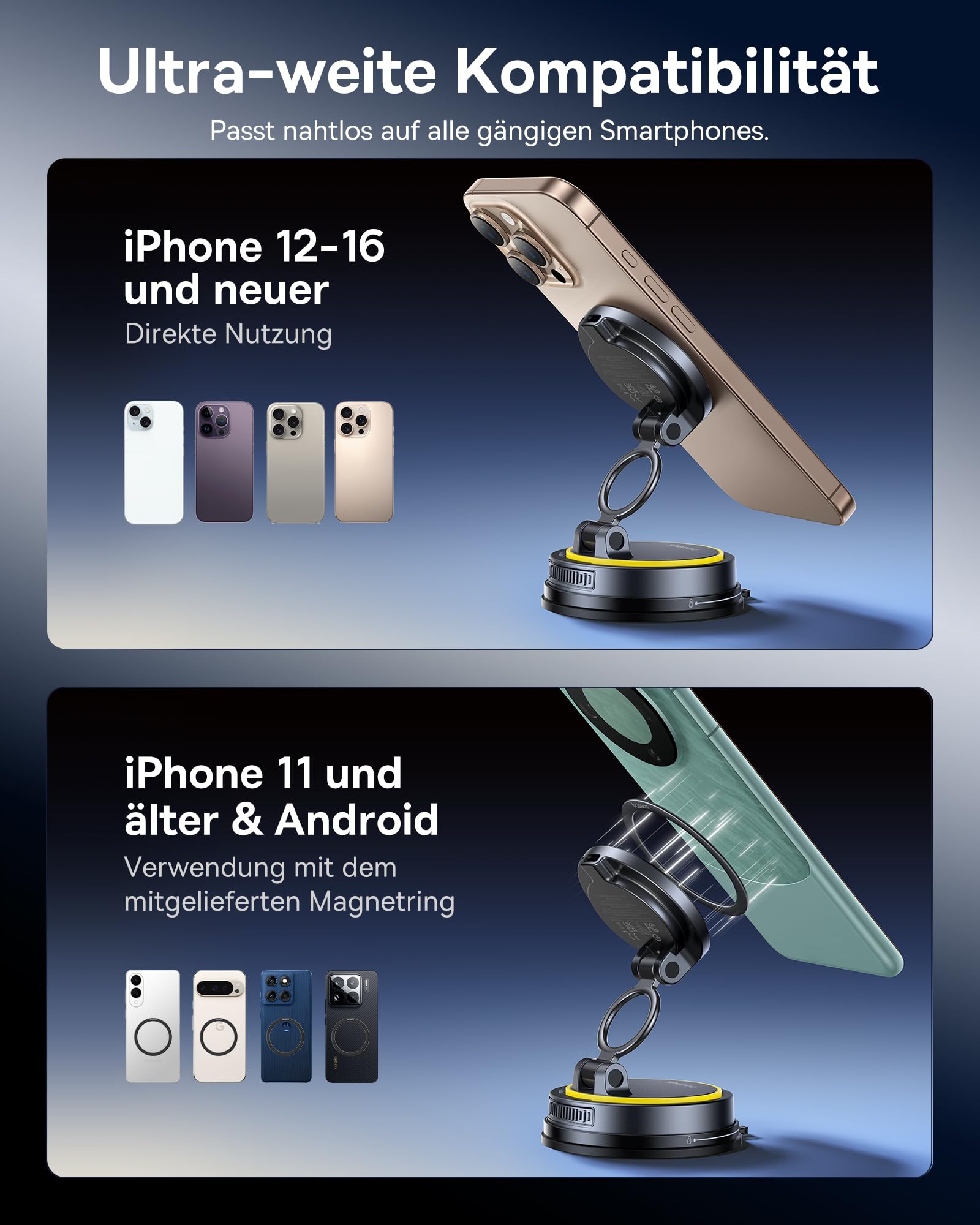 Baseus VC2 Flex Pro 15W Handyhalterung Auto für Magsafe mit Ladefunktion, Magnet Autohalterung kfz Ladegerät für Armaturenbrett, Wireless Car Charger für iPhone 17,16,15,14,13,12 Pro Max