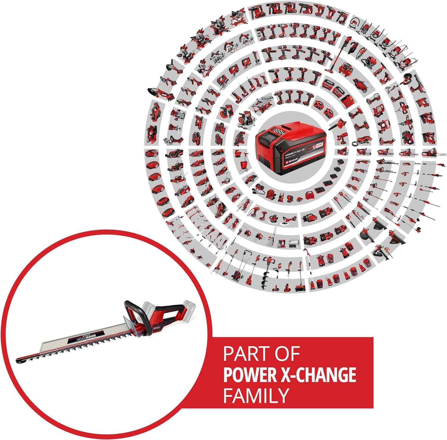 Einhell Akku-Heckenschere GE-CH 36/61 Li-Solo Power X-Change (36 V, 61 cm Schnittlänge, 26 mm Zahnabstand, inkl. Schnittgutsammler, ohne Akku)