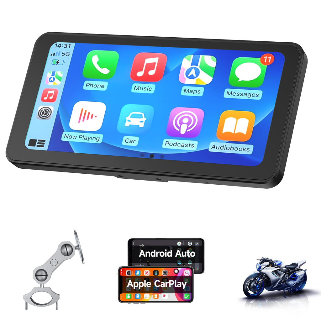 Spedal CL871 6.25" Motorrad CarPlay & Android Auto Bildschirm, Ganzkörper Wasserdicht, GPS Navigation für Motorrad, Bluetooth, Siri/G00gle Assistent (CL871)