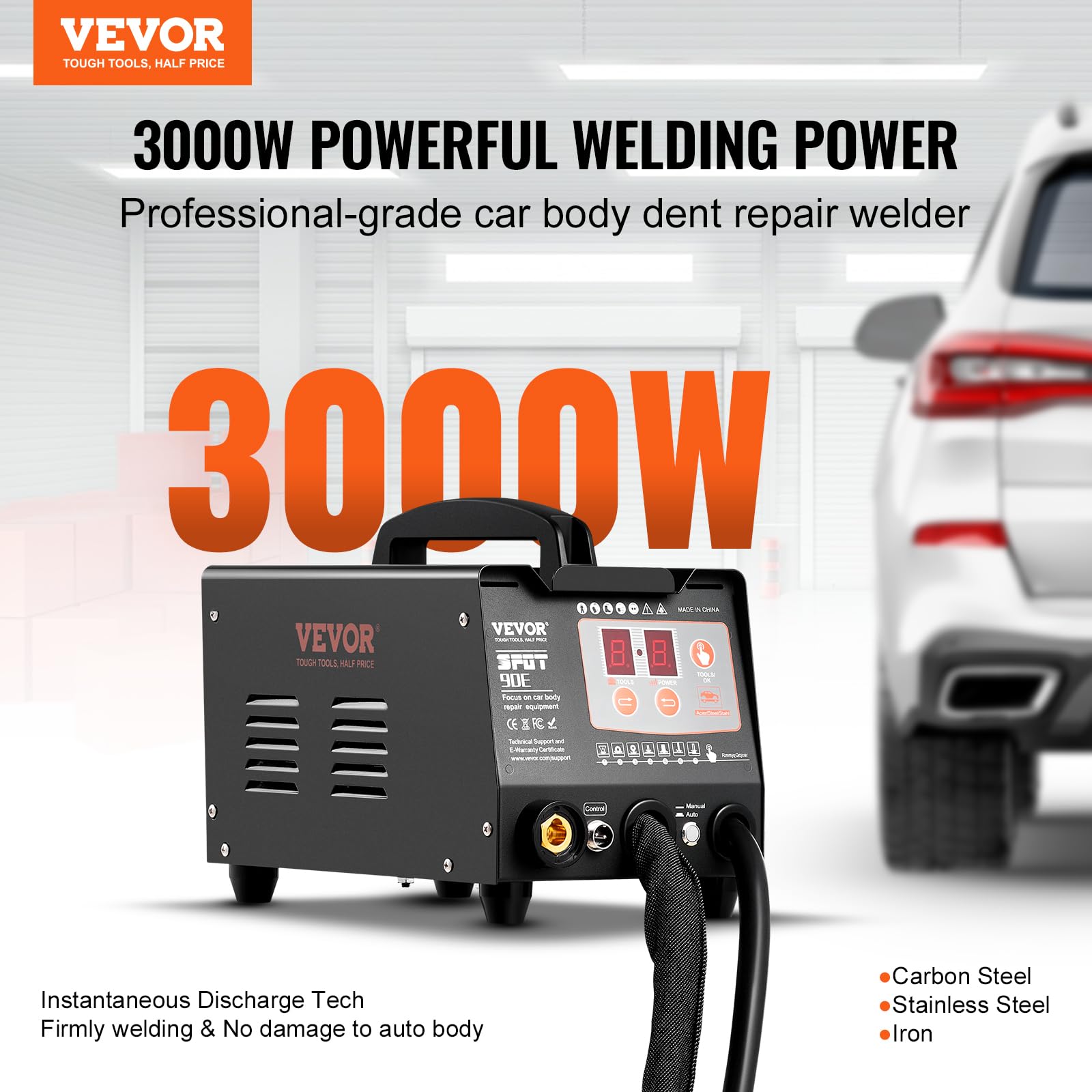 VEVOR Ausbeulspotter, 3kW, Dellenreparaturset mit 2 Schweißpistolen, automatisches/manuelles Schweißen & 7 Modi, Punktschweißgerät zur Dellenreparatur für Autokarosserie, Dellenzieher für Autos & LKWs