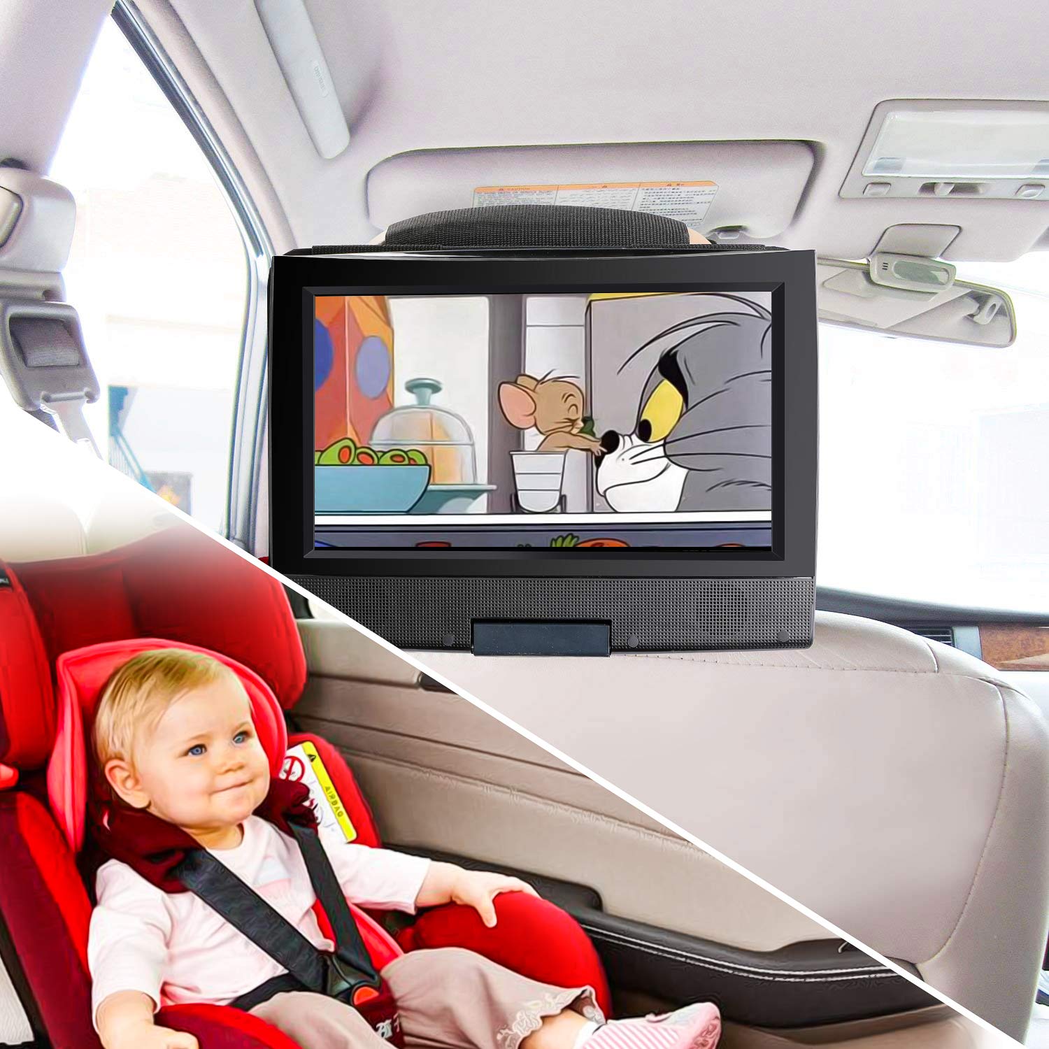 Hikig Kopfstützenhalterung DVD-Player Auto, Universal KFZ-Halterung für 7-11 Zoll Tragbare DVD-Player mit Drehbarem Bildschirm - Schwarz