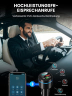 Mohard Bluetooth Adapter Auto, Ganzmetall FM Transmitter Auto Bluetooth mit PD 30W & QC3.0 18W Schnellladung, Freisprechanlage Bluetooth5.3, Rauschunterdrückung Mikrofon, Ringlicht