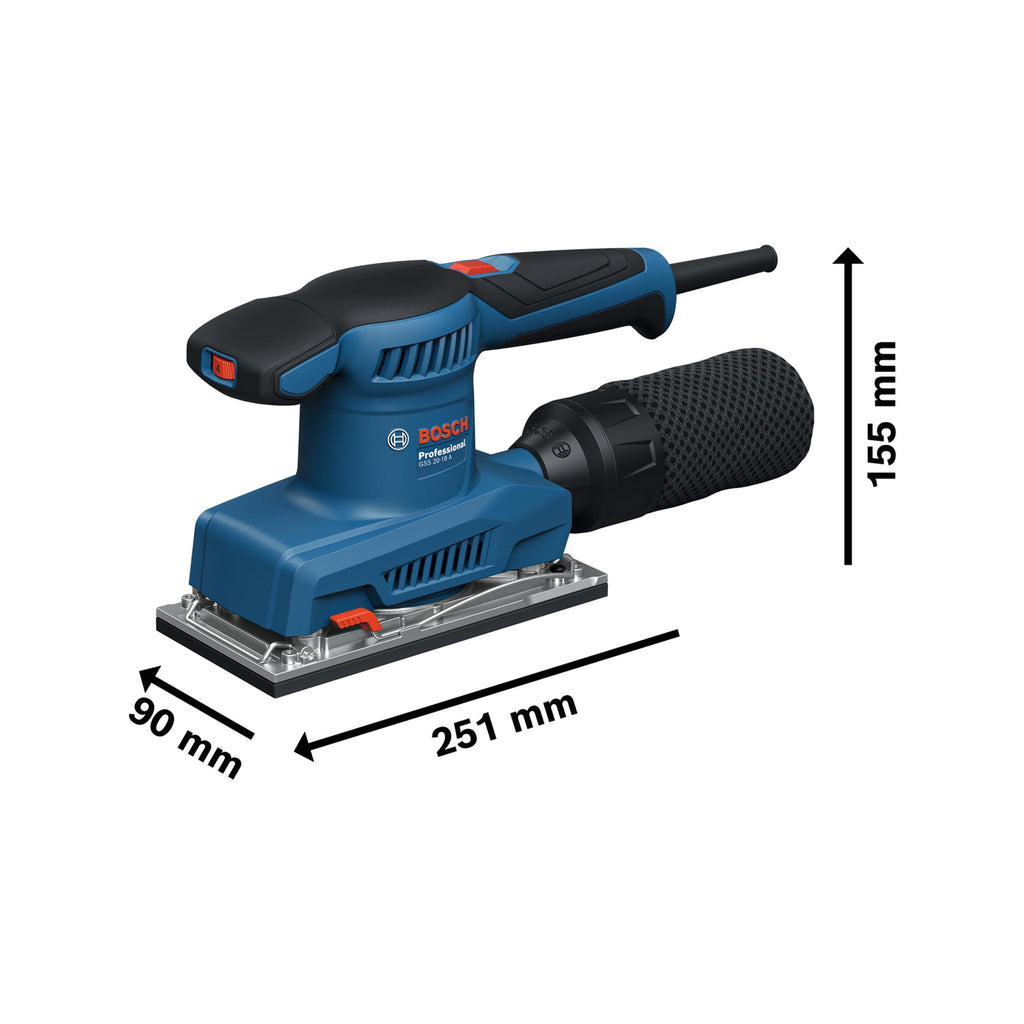 Bosch Professional kabelgebundener Schwingschleifer GSS 20-18 A (inkl. Staubbeutel, Schleifplatte)