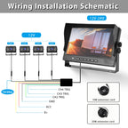 Hodozzy 1080P Rückfahrkamera 4 Kameras mit 9 Zoll DVR 4 Geteilte Monitor, 4 AHD Kameras IP68 Wasserdicht Nachtsicht, Vorder Seite Rück Kamera mit Kabel 2*10m+2*20m, für LKW Anhänger Wohnmobil Bus Van