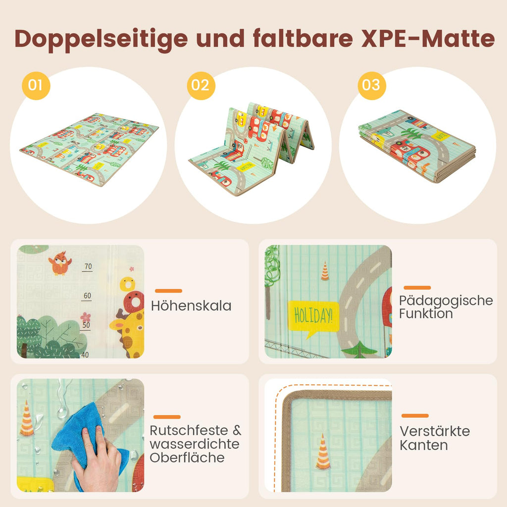COSTWAY 188 x 157cm Laufstall Baby Faltbar, Laufgitter mit Matratze, Basketballkorb, Fußballnetzen, 50 Spielbällen, Krabbelgitter mit atmungsaktivem Netz, Tragetasche für Kleinkinder (Klein, Hellgrau)