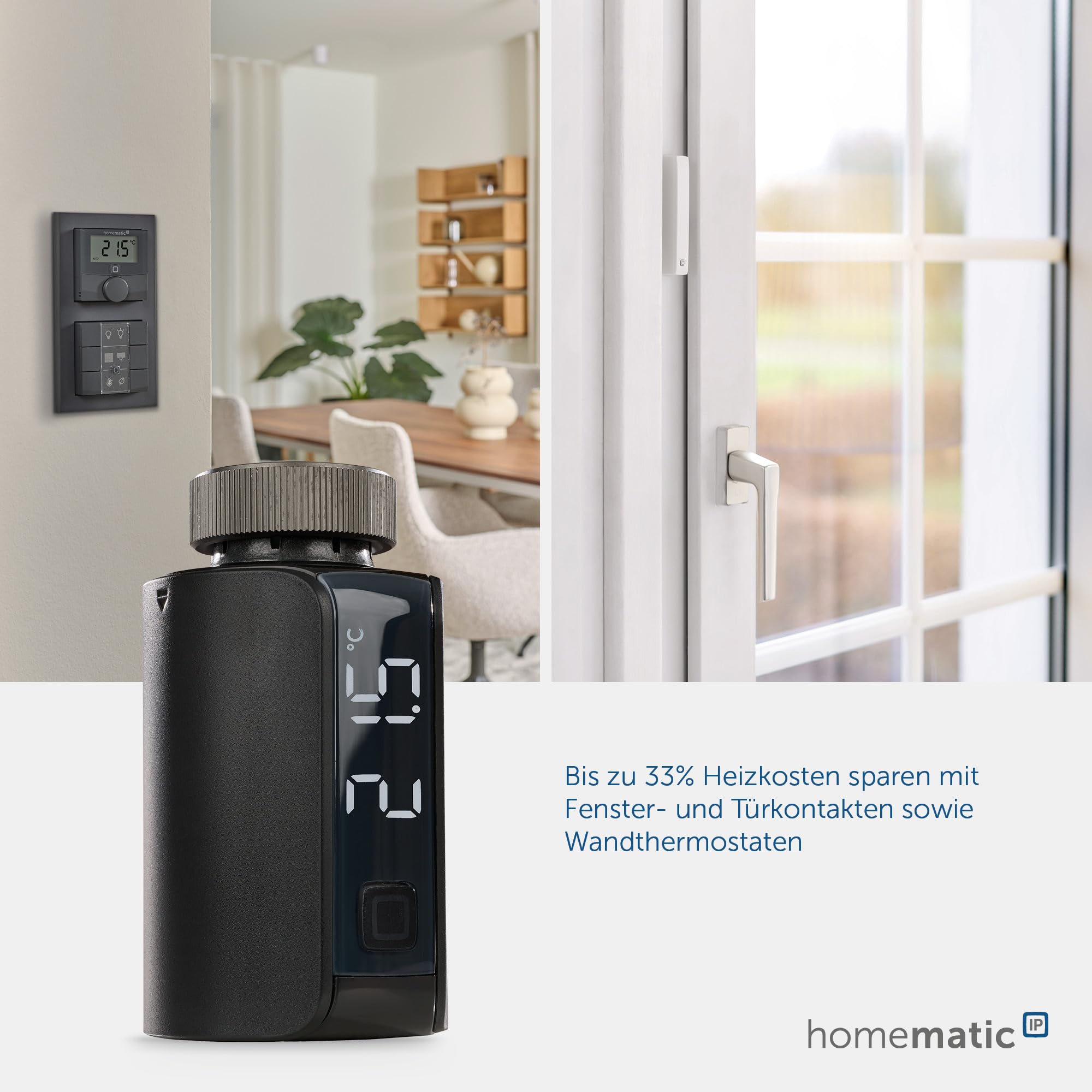 Homematic IP Smart Home Heizkörperthermostat – Evo, anthrazit, digitaler Thermostat Heizung, Steuerung per App, Alexa, Google Assistant, einfache Installation, Energie sparen, 156650A0