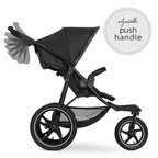 hauck Runner 2, Schwarz - Robuster Dreirad Buggy mit XL Lufträdern, Federung, UV Schutz 50+, XL Netzfenster, Verstellbarer Schieber, mit Liegefunktion für Kinder ab Geburt bis 22 kg, Faltbar