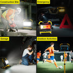 SYLSTAR LED Baustrahler Akku, 80W 7000Lumen LED Strahler Akku Arbeitsleuchte mit 6 Modi, Tragbar Arbeitsscheinwerfer für Werkstatt Baustelle Garage Camping Außen Beleuchtung