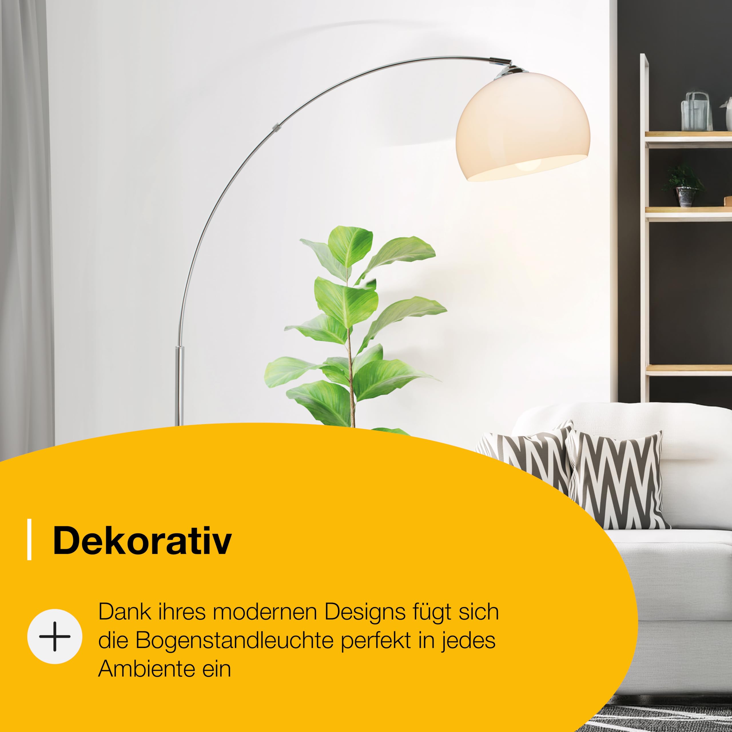 Brilliant Lampe Vessa Bogenstandleuchte 1, 7m chrom/weiß