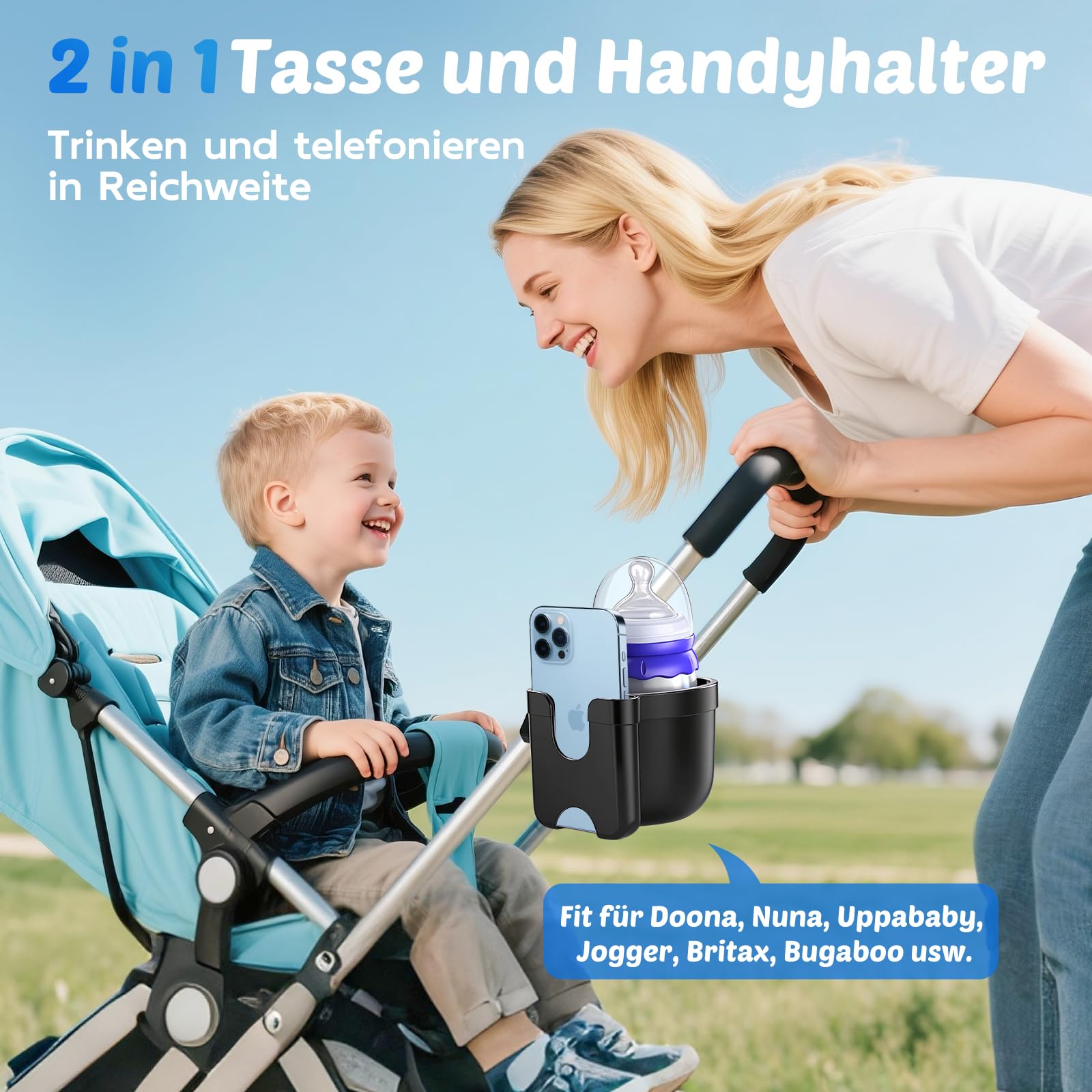 Getränkehalter für Kinderwagen Buggy Zubehör, Guiseapue Universal Becherhalter Kaffeehalter Kinderwagen Rollator Rollstuhl Fahrrad Cup Holder, Baby Erstausstattung Neugeborene, Geschenke für Neu Mama