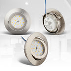 B.K.Licht - 5er Set LED Einbaustrahler 230V dimmbar in Stufen, schwenkbar, Lochdurchmesser 68mm, LED Spot, flach, Deckenspots, Spots, Einbauleuchten, Einbauspots, 82x28 mm, Matt-Nickel