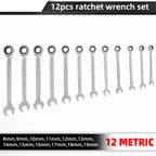 CCLIFE Ratschenschlüssel Set Ringratschenschlüssel, 12tlg 8-19mm Cr-V 72 Zähnen