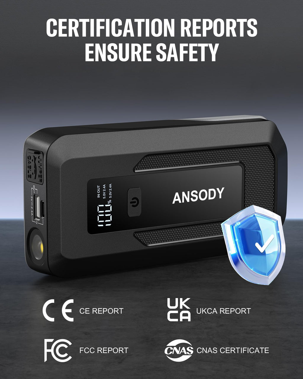 Ansody 3000A Starthilfe Powerbank PKW Mit HochleistungsStarthilfeMitKraftvollemStart LED