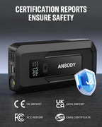 Ansody 3000A Starthilfe Powerbank PKW Mit HochleistungsStarthilfeMitKraftvollemStart LED