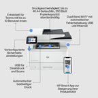 HP LaserJet Pro MFP 4102fdw Multifunktions-Laserdrucker Schwarz-Weiß, WLAN, Fax, Automatischer beidseitiger Druck, Hohe Druckgeschwindigkeit, Wolf Pro Security