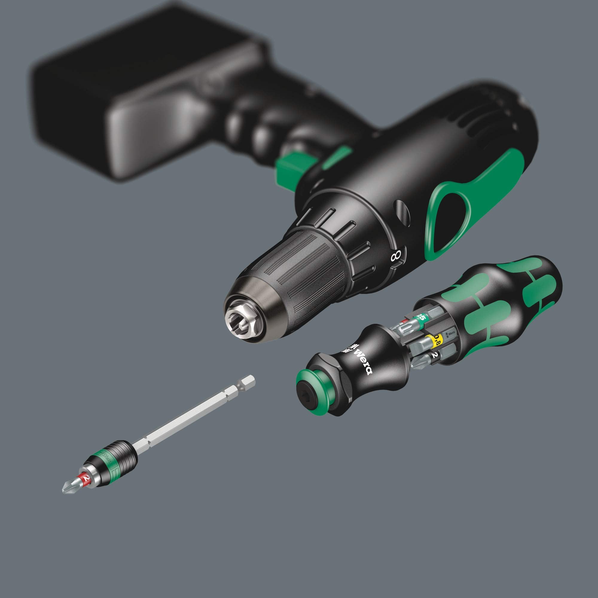 Wera 05051016001 Kraftform Kompakt 20 Tool Finder 1, mit Tasche, 7-teilig, Schwarz Grün, One size