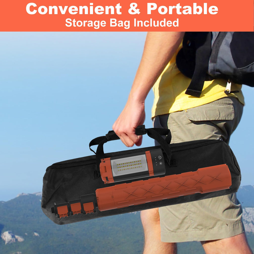 T-SUN Baustrahler LED mit Stativ, Wiederaufladbare Arbeitslicht mit 9000mAh Akku, 5 Leuchtmodi Kabellose LED Arbeitsleuchte, Teleskopstativ und Tragetasche, Akku Strahler Für Camping Garage Baustelle
