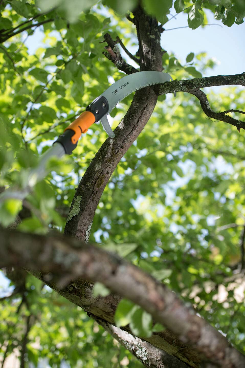 Fiskars Wertastungssäge für Arbeiten an weit entfernten Stellen, Werkzeugkopf, Länge: 55 cm, Gehärtetes Stahl-Sägeblatt, Schwarz/Orange, QuikFit, 1000691