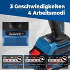 Dong Cheng Akku Schlagschrauber 18V, Bürstenloser Drehschlagschrauber1/2”, 488N.m, 3-Gang-Getriebe, mit 4 Schlagstecknüssen, inkl. 4000mAh Akku und 2A Ladegerät im Heavy-Duty-Tragekoffer