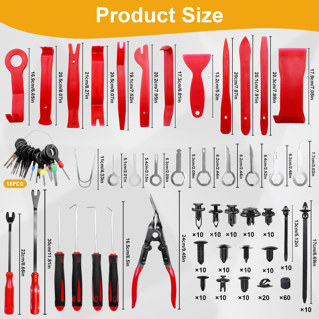 Druuzyl 268 Stück Hebelwerkzeug Auto, Universal Auto Demontage Werkzeuge, Innenverkleidung Werkzeug, Zierleistenkeil-Set, Kunststoffkeile KFZ Set für Entfernung Autotür Türverkleidung und Platten