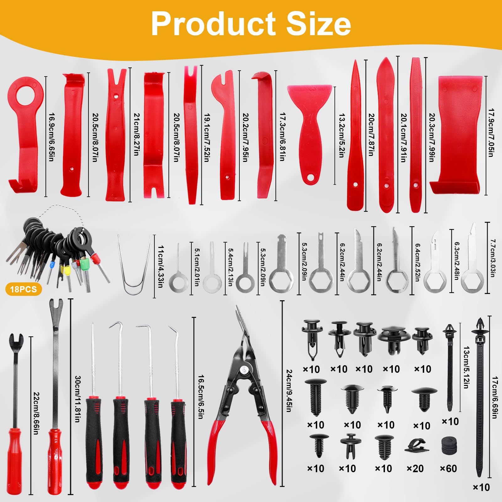 Druuzyl 268 Stück Hebelwerkzeug Auto, Universal Auto Demontage Werkzeuge, Innenverkleidung Werkzeug, Zierleistenkeil-Set, Kunststoffkeile KFZ Set für Entfernung Autotür Türverkleidung und Platten