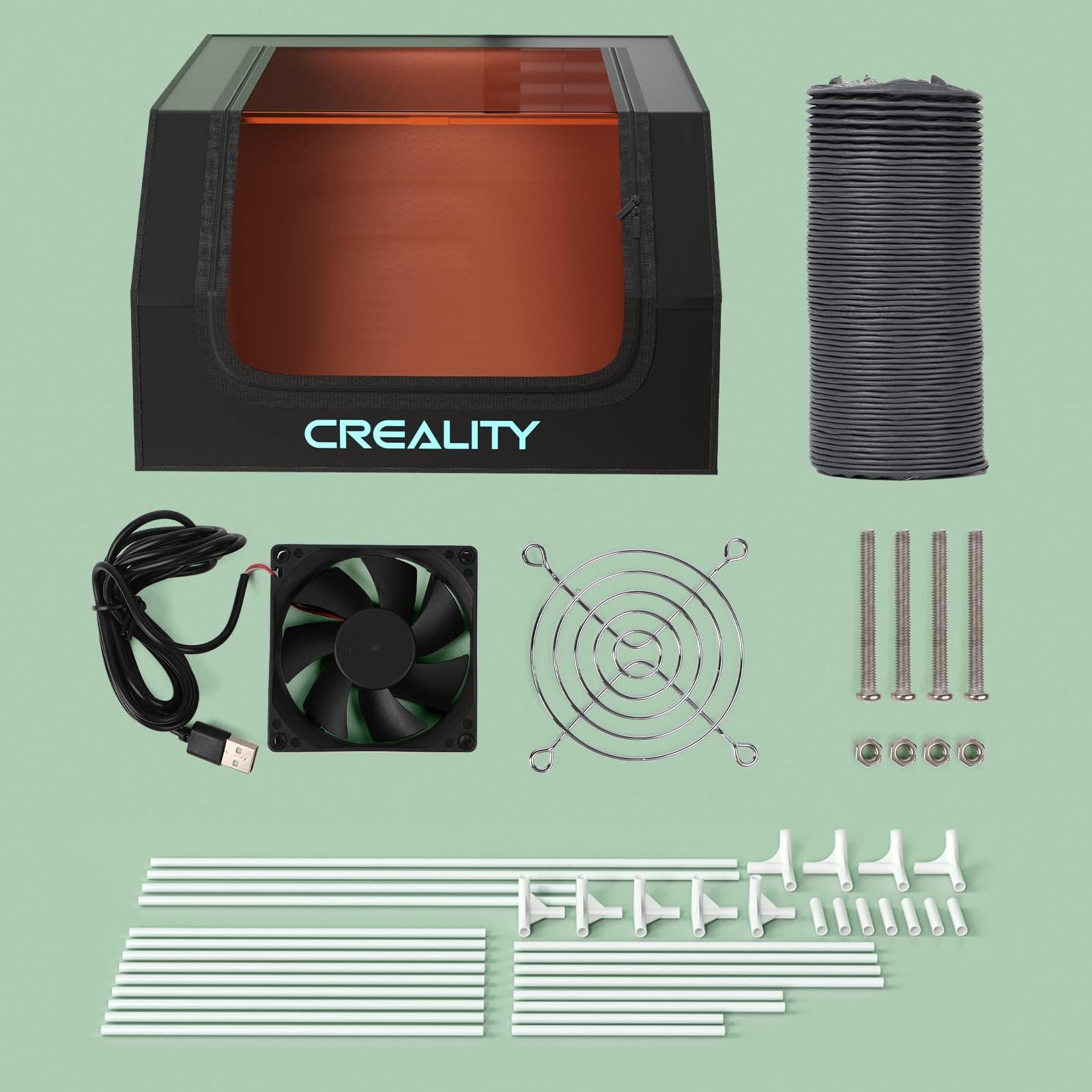 Creality Lasergravierer Gehäuse mit Entlüftung, Laserschneider Schutzabdeckung mit Ventilator und Rohr, flammhemmend und rauchdicht für Creality und andere Lasergraviermaschine (72 * 70 * 40cm)