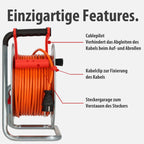 Brennenstuhl Garant S V2 IP44 Kabeltrommel 40m outdoor (Made in Germany, Kabel in Signalfarbe orange, aus Stahlblech, kurzfristiger Einsatz im Außenbereich)