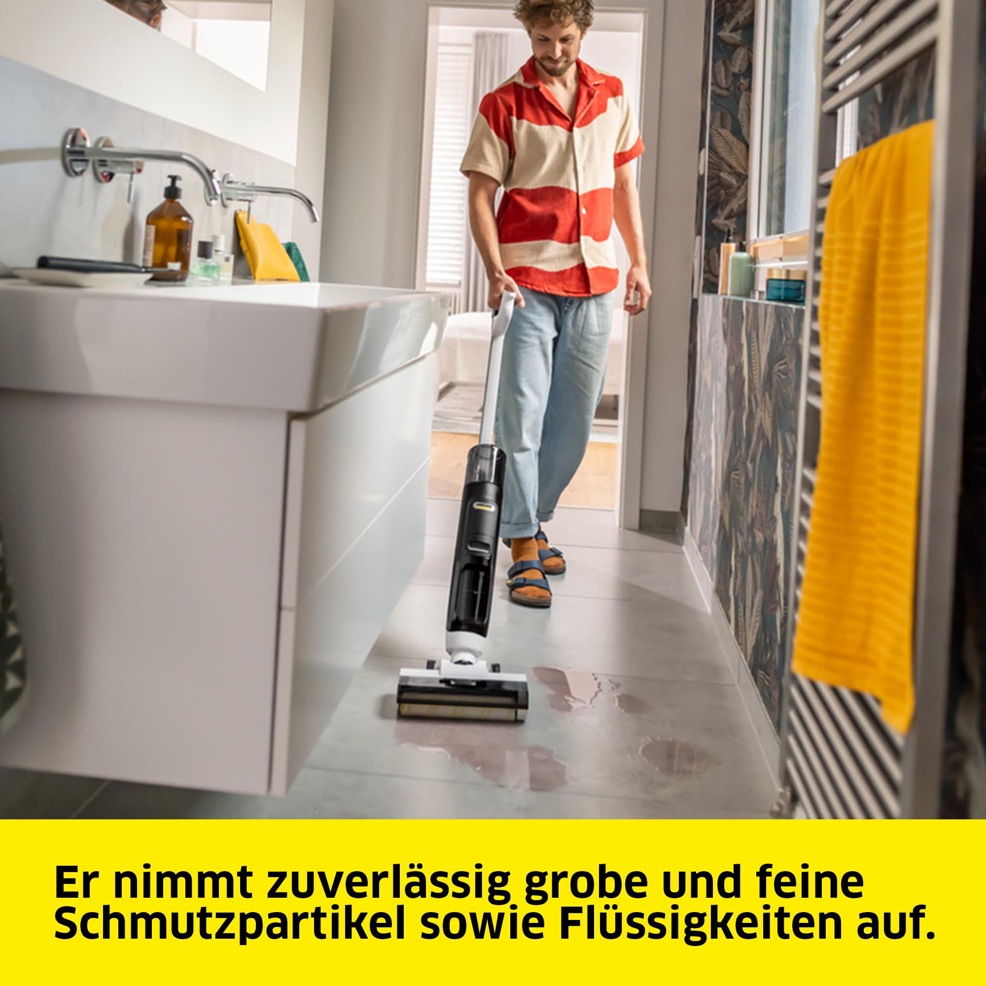 Karcher Saugwischer FCV 3, kabelloser Saugwischer mit 3 Reinigungsmodi, Akkulaufzeit: ca. 30 min, Flächenleistung pro Akkuladung: ca. 130 m², Weiß