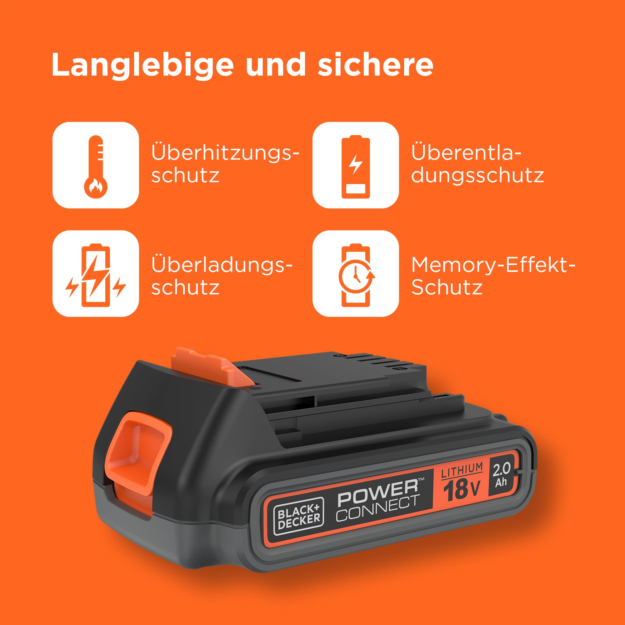 BLACK+DECKER 18V, 2.0AH, Lithium-Ionen-Akku, kompatibel mit Allen 18V BLACK+DECKER Produkten, BL2018-XJ