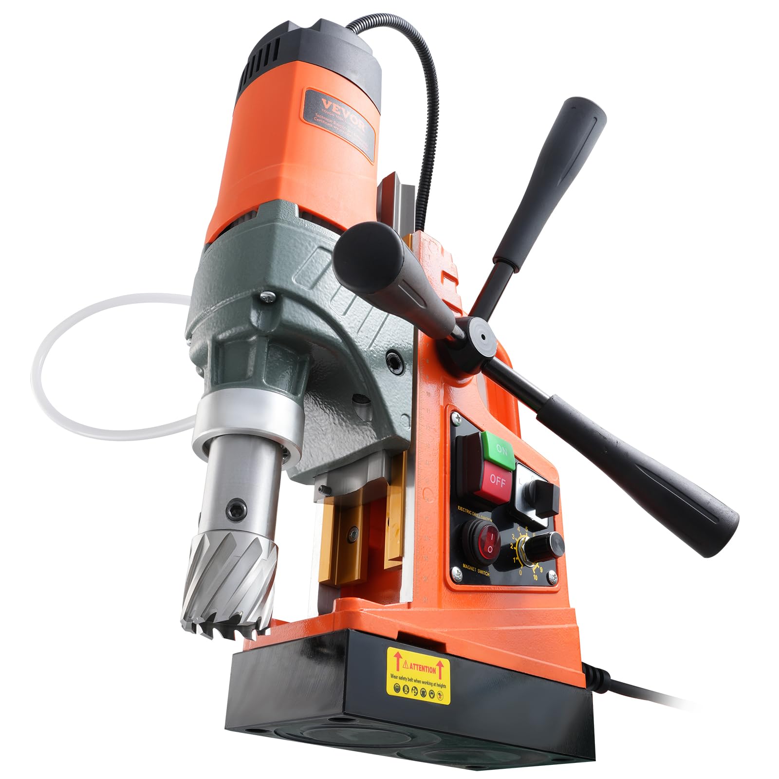 VEVOR Magnetbohrmaschine Kernbohrmaschine 40 mm Bohrdurchmesser, 12500 N tragbare elektrische Magnetbohrmaschine mit 2 Kernbohrern, variabler Geschwindigkeit, Bohrmaschine für Metalloberflächen