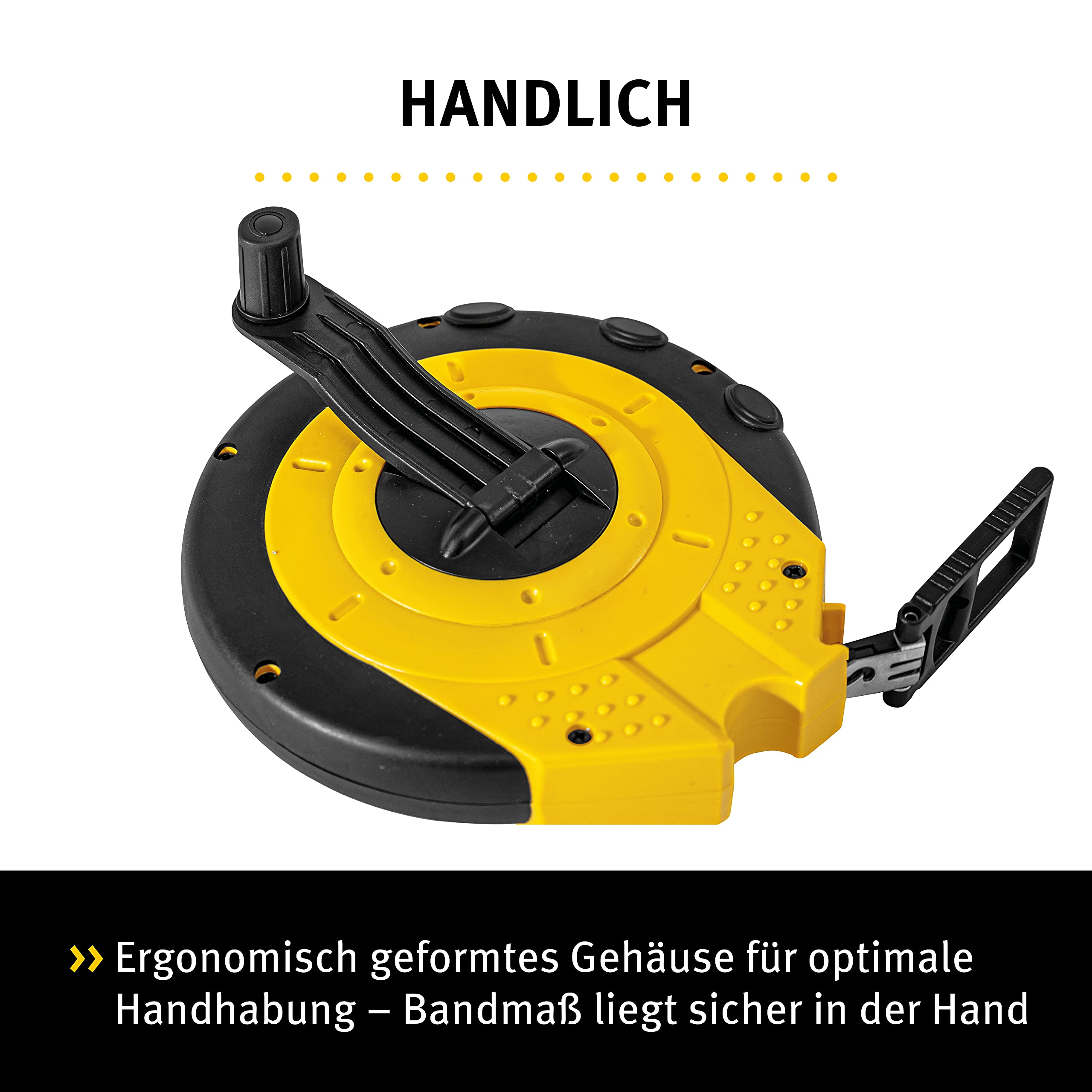 Stabila Kapselbandmaß LBM 2000 STEEL, 20 m, Stahl-Messband mit metrischer Skala und NYLON-WRAP-Ummantelung, Universalhaken, bruchsichere Kapsel, MID-Genauigkeit LBM2000 ST20 Schwarz Gelb