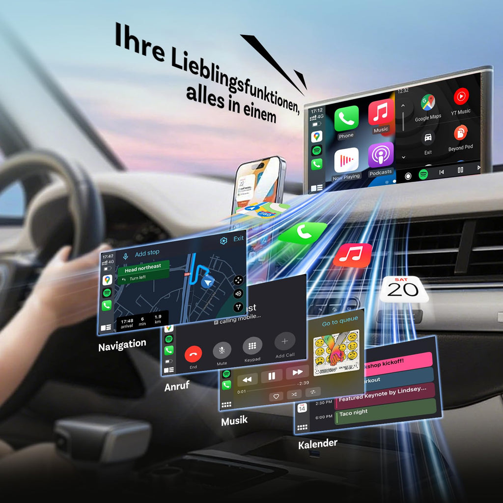 OTTOCAST 2026 Upgrade Mini Slim, 2-in-1 Wireless CarPlay & Android Auto Adapter mit Type-A/C für iOS 10+ & Android 11+ Smartphones, Multi-User Support, Plug & Play Umwandlung von Kabel zu Kabellos