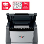 Rexel Optimum AutoFeed+ 300X Automatischer Aktenvernichter, 300 Blatt automatisch, Sicherheitsstufe P4, Partikelschnitt, für Büros und Abteilungen, 60 Liter Abfallbehälter, mit Lenkrollen, 2020300XEU