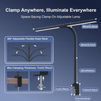 YICAIZI Schreibtischlampe LED Dimmbar - 1500LM 24W Klemmbar Büroschreibtischlampe mit Fernbedienung, 80CM Schwanenhals Schreibtisch Lampe USB-Ladeanschluss, für Büro & Zuhause, Schwarz