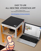 Atomstack P1 Mini Laser Graviermaschine, 5W Diode Laser Cutter Tragbare Desktop Lasergravur, CoreXY Dualmotor, Kostenlose Atomstack App mit Designbibliothek, 110x110mm Gravurbereich