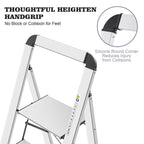 KINGRACK Leiter Aluminium, Trittleiter 4 stufen klappbar, leiter 4 stufen mit Handlauf, rutschfeste Haushaltsleiter mit Klappsicherung, Aluleiter Belastbar bis 150 kg, für Zuhause, Büro, Garten,Silber