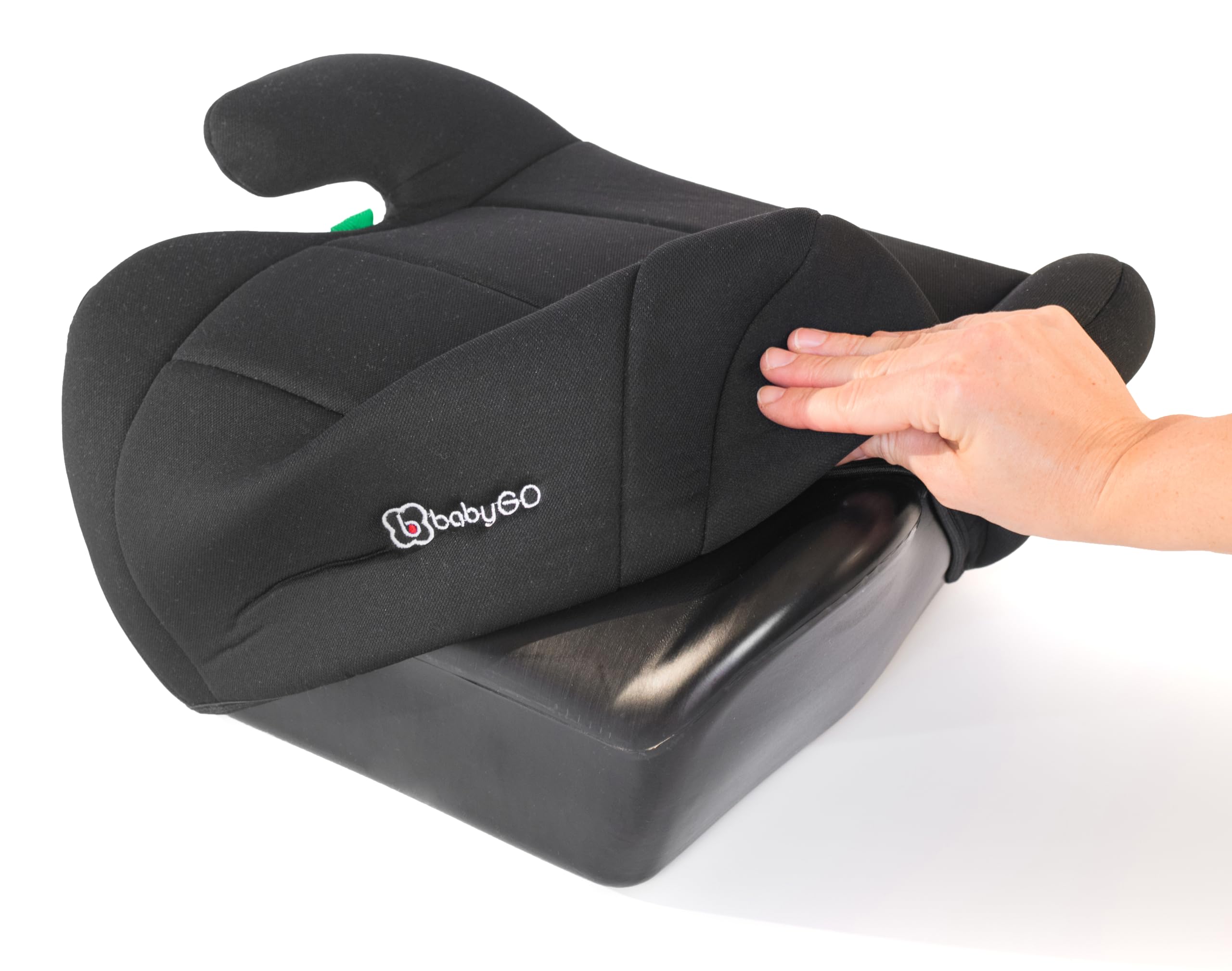 babyGO Sitzerhöhung Booster nach neuer I-Size Norm - Kindersitzerhöhung - Kindersitz/Autositz für Kinder (125-150 cm) Schwarz