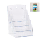 Relaxdays Prospekthalter A4 / DIN Lang, 4 Etagen, Acryl, Flyer Aufsteller Tisch & Wand, HBT: 35x24,5x24cm, transparent, 1 Stück, 10027299
