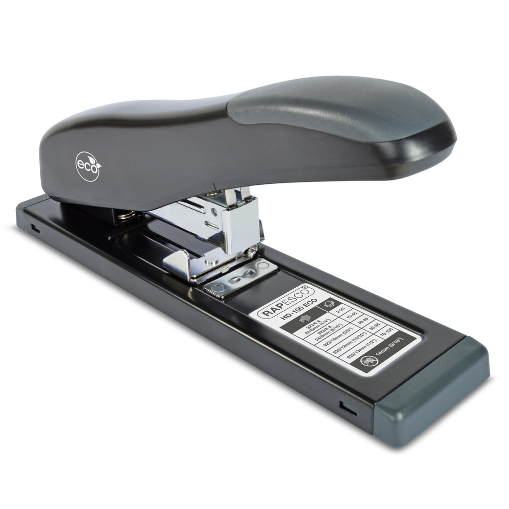 Rapesco 1307 ECO HD-100 Hochleistungsheftgerät und 2000 Heftklammern des Typs 923/10mm, 100 Blatt Heftleistung, Schwarz