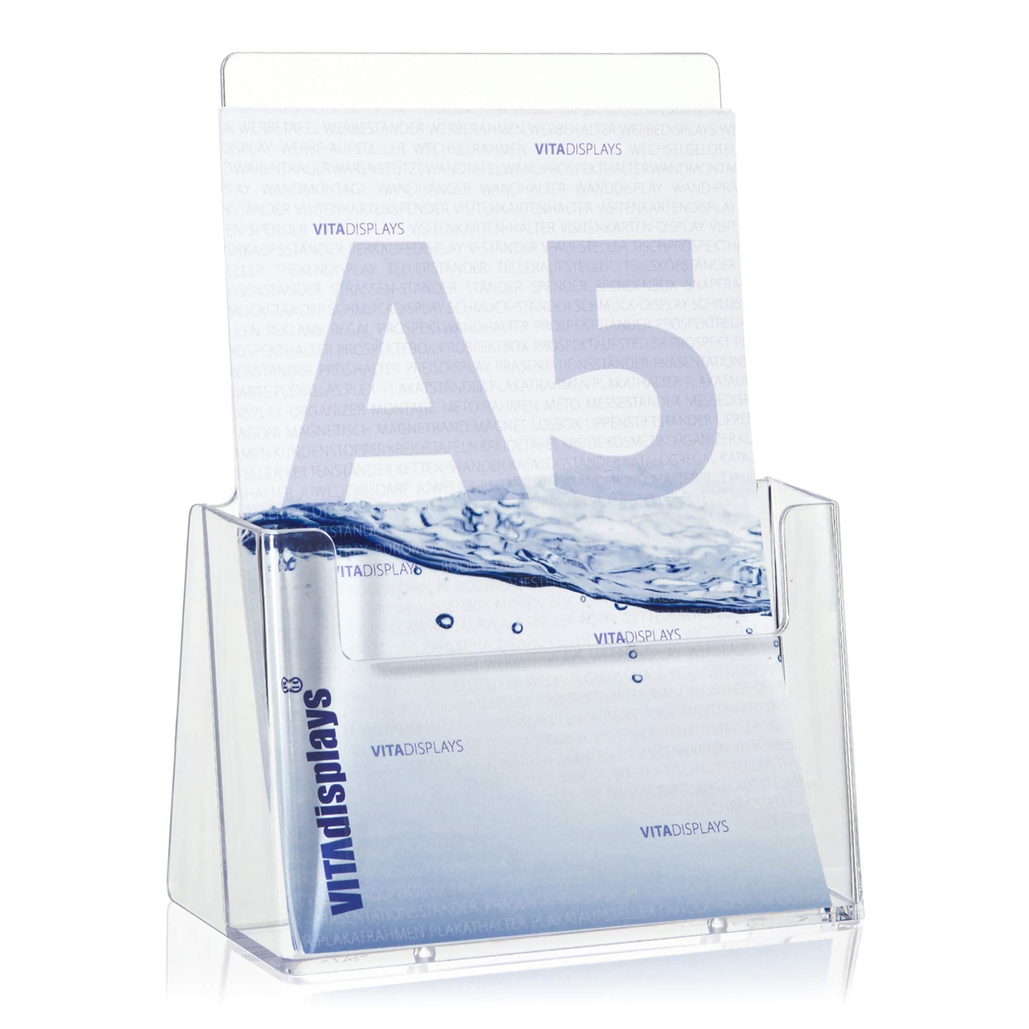5 C160 Stück taymar DIN A5 Tisch-Prospekthalter, Prospektständer, glasklarer Flyerständer, Präsentationsständer