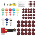 Mini Poliermaschine, Druckluft Polierer, EYPINS 25mm 50mm 75mm Exzenter schleifer Winkelschleifer mit 60X Schleifpapier 5X Polierschwamm 3X Polierpad, Polierset Polierteller Kit für Auto Möbeln Metall