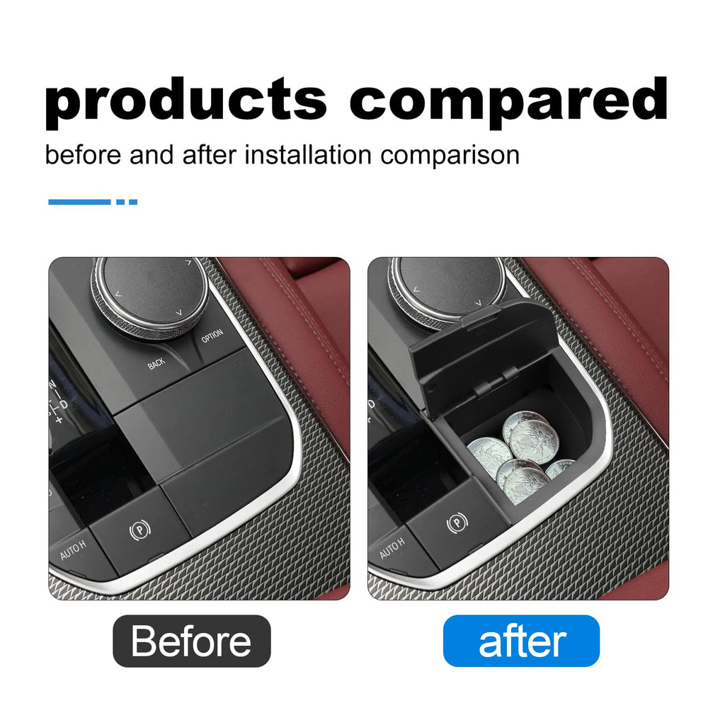 KUNGKIC ABS Für BMW 1 3 4 Serie X3 X4 X5 X6 X7 F40 F44 G20 G21 G22 G23 G24 G26 G01 G02 G07 G80 G82 I4 I3 Auto-Schalthebel-Aufbewahrungsbox Innenraum Zubehör Änderung Maßgeschneiderter Fahrzeugdesign