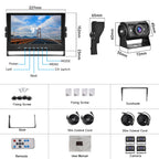 Hodozzy 1080P Rückfahrkamera 4 Kameras mit 9 Zoll DVR 4 Geteilte Monitor, 4 AHD Kameras IP68 Wasserdicht Nachtsicht, Vorder Seite Rück Kamera mit Kabel 2*10m+2*20m, für LKW Anhänger Wohnmobil Bus Van