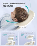 SONGMICS Bürostuhl, Schreibtischstuhl, ergonomischer Netzstuhl, mit doppellagigem Netzgewebe, atmungsaktiv, Adaptive Lendenstütze, verstellbare Kopfstütze, für Homeoffice, sandbeige OBN041L01