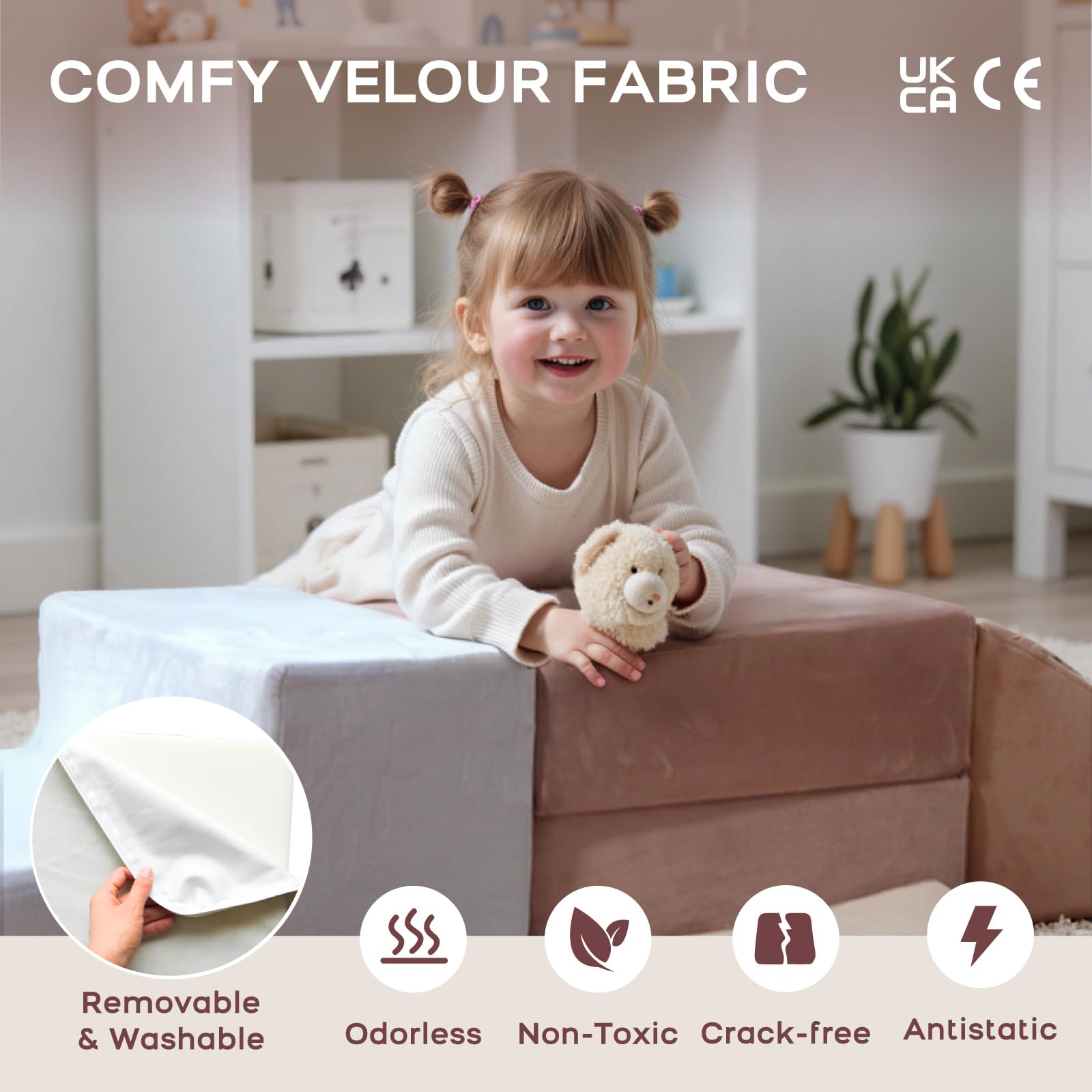 BanaSuper Schaumstoff-Kletterblöcke für Kinder, Baby Schaumstoff Bausteine XXL mit Bällebad, Kletterblöcke mit Bällepool (Kein Ball), Kinder Softplay-Set mit Ballgrube, EN71-zertifiziert, Blau Rosa